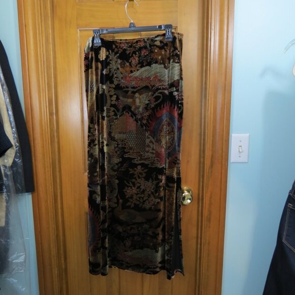 VTG Boston Proper Multicolored Midi Skirt Velveteen Size M/L - Picture 4 of 9